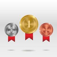 Set of gold, silver and bronze medals. vector illustration