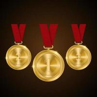1st, 2nd, 3rd Sports awards three medals. vector illustration
