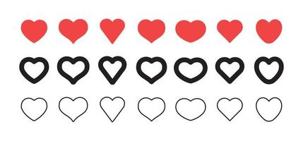 corazones vectoriales. colección de iconos de forma de corazón. símbolo de amor del día de san valentín. vector