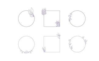 Floral decorative vector frame. Circle and square shaped frame. Elegant ornaments.