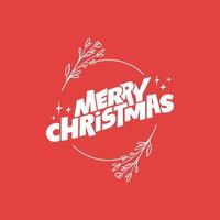 Merry Christmas lettering. Decorative holidays badge. Xmas celebration design for card or banner. vector