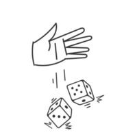 hand drawn doodle Game dice illustration vector