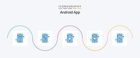 Android App Blue 5 Icon Pack Including app. notification. phone. interface. phone vector