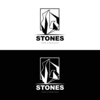 logotipo de piedra, piedra vectorial moderna con estilo de línea geométrica, diseño para decoración estética, producto moderno de marca, icono simple línea de geometría estética abstracta vector