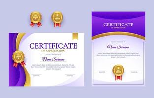 Modern Gradient Purple and Gold Certificate Template vector