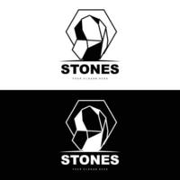 logotipo de piedra, piedra vectorial moderna con estilo de línea geométrica, diseño para decoración estética, producto moderno de marca, icono simple línea de geometría estética abstracta vector