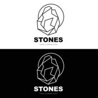 logotipo de piedra, piedra vectorial moderna con estilo de línea geométrica, diseño para decoración estética, producto moderno de marca, icono simple línea de geometría estética abstracta vector