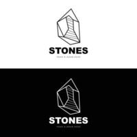 logotipo de piedra, piedra vectorial moderna con estilo de línea geométrica, diseño para decoración estética, producto moderno de marca, icono simple línea de geometría estética abstracta vector