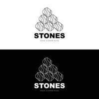 logotipo de piedra, piedra vectorial moderna con estilo de línea geométrica, diseño para decoración estética, producto moderno de marca, icono simple línea de geometría estética abstracta vector