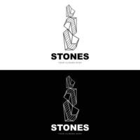 Stone Logo, Vector Stone Modern With Geometry Line Style, Design For Aesthetic Decoration, Brand Modern Product, Simple Icon Abstract Aesthetic Geometry Line