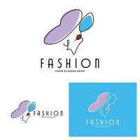 Women's Hat Logo Design Illustration Fashion beauty accessories, and product brand care vector