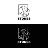 logotipo de piedra, piedra vectorial moderna con estilo de línea geométrica, diseño para decoración estética, producto moderno de marca, icono simple línea de geometría estética abstracta vector