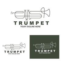 Trumpet logo design, generate melody, musical instrument vector sketch illustration