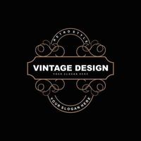 diseño retro vintage, logotipo de adorno vectorial minimalista de lujo, con estilo mandala y batik, ilustración de marca de producto, invitación, banner, moda vector