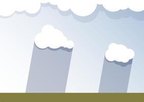 Two white clouds and it's raining on green grass vector