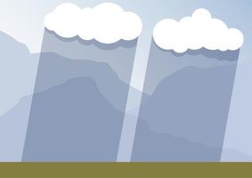 It is raining from two white clouds in the background blue mountains vector