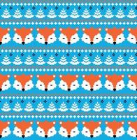 New Year's Christmas pattern pixel with foxes vector illustration