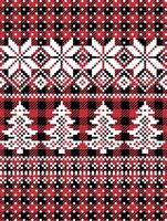 Christmas and New Year pattern at Buffalo Plaid. Festive background for design and print vector