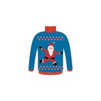 Vector ugly sweaters for Christmas party. Knitted jumpers with winter patterns esp