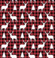 Buffalo plaid Christmas Jingle Bells on the background of the music page. Festive seamless pattern. Vector illustration.