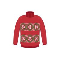 Vector ugly sweaters for Christmas party. Knitted jumpers with winter patterns esp