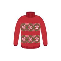 Vector ugly sweaters for Christmas party. Knitted jumpers with winter patterns esp