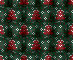 Knitted Christmas and New Year pattern. Wool Knitting Sweater Design. Wallpaper wrapping paper textile print. vector