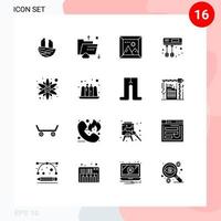 16 Universal Solid Glyphs Set for Web and Mobile Applications flower mixer storage kitchen travel Editable Vector Design Elements