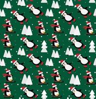 Merry Christmas seamless pattern with penguins,in vector. vector