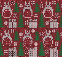 Knitted Christmas and New Year pattern. Wool Knitting Sweater Design. Wallpaper wrapping paper textile print. Eps 10 vector