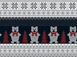 Knitted Christmas and New Year pattern. Wool Knitting Sweater Design. Wallpaper wrapping paper textile print. vector