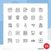 25 iconos creativos, signos y símbolos modernos de interfaz de planta, controlador de conexión, búfer, elementos de diseño vectorial editables vector