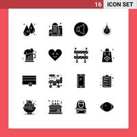 Solid Glyph Pack of 16 Universal Symbols of dad suggestion sound tips bulb Editable Vector Design Elements