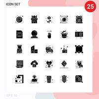 User Interface Pack of 25 Basic Solid Glyphs of love timer sandcastle time plant Editable Vector Design Elements