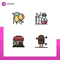 Set of 4 Modern UI Icons Symbols Signs for balloon protection fathers day laboratory shop Editable Vector Design Elements