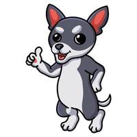 Cute chihuahua dog cartoon giving thumb up vector