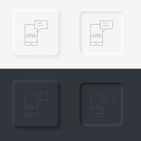 Reply, mobile, signal icon - Vector. Artificial intelligence neumorphic style vector icon set