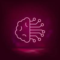 Intelligence, brain neon icon - vector. Artificial intelligence vector