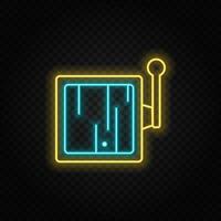 Game, console, retro, arcade neon icon. Blue and yellow neon vector icon. Vector transparent background