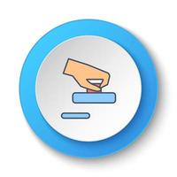 Round button for web icon. Air hockey, board game, hand. Button banner round, badge interface for application illustration on white background vector