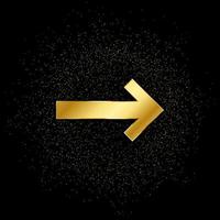 Arrow gold vector icon. Vector illustration of golden particle background.