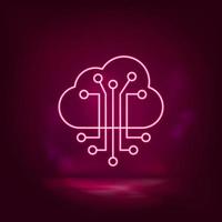 Cloud, smart, information, network neon icon - vector Artificial intelligence