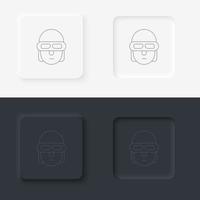 Terminator, smart icon - Vector. Artificial intelligence neumorphic style vector icon set