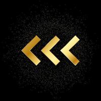 Arrow gold vector icon. Vector illustration of golden particle background.