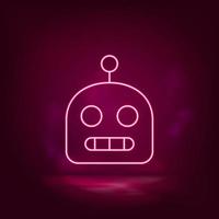 Robot neon icon - vector. Artificial intelligence vector