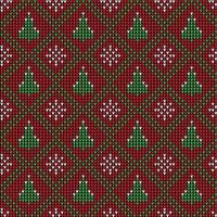 Knitted Christmas and New Year pattern. Wool Knitting Sweater Design. Wallpaper wrapping paper textile print. vector
