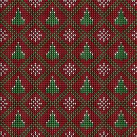 Knitted Christmas and New Year pattern. Wool Knitting Sweater Design. Wallpaper wrapping paper textile print. vector