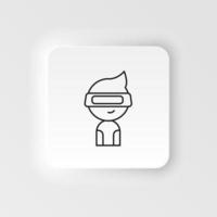 Vr glasses, retro, arcade neumorphic style vector icon. Neumorphism style. Vr glasses, retro arcade neumorphic style vector icon. Neumorphism style on white background.