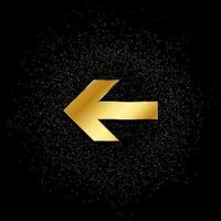 Arrow gold vector icon. Vector illustration of golden particle background.