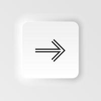 Arrow neumorphic style vector icon. Vector illustration of arrow icon on white background. Neumorphism, neumorphic style icon